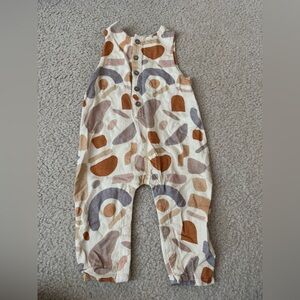 Rylee + Cru Abstract Patterned Romper in Cream and Brown